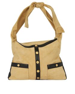 Vintage Chanel The Girl Handbag, Suede, Black/Beige, 2*, AC, 21549138